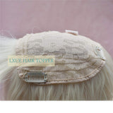 LXUE Deep Wavy Clip on Hair Toppers Hair Piece with Bangs for Women with Thinning Hair, 12" 613# Blonde
