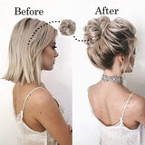 Hebelin 2pcs Messy Hair Bun Extensions Scrunchy Updo Elastic Wavy Curly Donut Chignon Hairpiece
