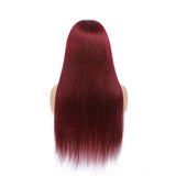 Burgundy Straight Human Hair Headband Wig 1 Piece, Ombre Red Wine Dark Root Brazilian Virgin Hair with None Lace Front Wigs for Black Women (16", 1B/Burgundy, Straight)