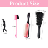 Detangling Brush for Women Include 9-Row Cushing Nylon Bristle,Shampoo Brush, Double Sided Hair Edge Brush,5 Crocodile Clips Hair Detangling Brush Comb Set For Afo Woman For Thick Curly Hair 9 Pcs