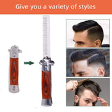 MAVIS LAVEN 8.9 Inch 4 Colors Switch Comb, Switchblade Comb, Spring Folding Push Button Pocket Folding Flick Comb Stainless Steel Hair Comb Pocket Comb for Hair Beard Mustache Styling(4)