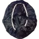 SUPERLIKE 100 Percent Silk Sleeping Cap for Women Night Cap Pure Mulberry Silk Traceless Adjustable Hat Black Color
