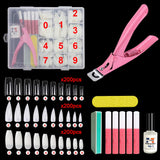 Acrylic False Nail Tips Kit, 600pcs Coffin Clear and Natural Half Fake Nail Tips with Storage Case,5 Nail Glues,1 Professional Nail Clipper,Nail File,Sponge Polishing,Nail Glue Remover