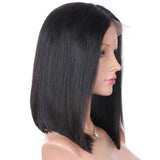 13x4 Lace Front Short Bob Wigs Brazilian Straight Human Hair Wigs For Black Women 150% Density Pre Plucked Natural Black (12 inch)