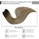 Full Shine Sew in Hair Extensions Brown Balayage Color Hair Weaves Color 3 Fading to 8 and 22 Blonde Brazilian Remy Hair Weft 12 Inch 80 Grams Straight Double Weft Hair Extensions