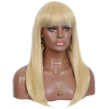 Sotica 22 Inch Bob Wigs Blonde Mixed Long Straight Synthetic Wigs Heat Resistant Full Wig with Bangs for Daily or Cosplay