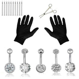 Jconly 20Pcs Professional Belly Piercing Kit 14G Belly Button Rings for Women Girls Navel Rings CZ Body Piercing, Belly Piercings