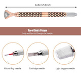 Manual Tattoo Pen, Detachable Crystal Eyebrow Eyeliner Lip Microblading Needle Pen, Eyebrow Microblading Pens for Semi-Permanent Makeup Tool (Rose Gold)