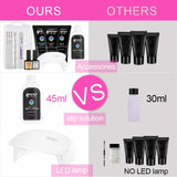 Yayoge Poly Nail Extension Gel Kit Nail Enhancement Builder Gel with Slip Solution and LED UV Nail Lamp All-in-one French Nail Art Design Beginner Kit
