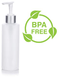 Clear Natural Refillable Plastic Squeeze Bottle with Silver Pump Dispenser - 6 oz (6 Pack) + Labels