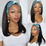 Headband Wig Human Hair Straight Human Hair Wigs for Black Women Glueless None Lace Front Wigs with Headbands Machine Made Brazilian Human Hair Wig 150% Density 18inch