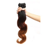 100% Virgin Brazilian Hair Extensions Grade 7A Quality 16-24inch Weave Weft Thick Body Wave Hairs 100g 18" / 18 inch, Ombre Colour (Natural Black+Light Auburn+ Honey Blonde)