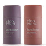 Cleo+Coco Natural Deodorant for Women, Aluminum Free made with Organic Coconut Oil, Activated Charcoal for 24-Hour Odor Protection and All-Day Performance, Made in the USA - MultiPack (2-Pack)