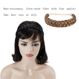 TOECWEGR 5 Strands Synthetic Hair Braided Headband Hairpiece Classic Chunky Wide Plaited Braids ElasticMulti-Color Headband Ladies Beauty Headwear(Brownish black)