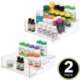 mDesign Plastic Bathroom Storage Organizer Shelf for Cabinet, Vanity, Countertop - Holds Vitamins, Supplements, Medicine Bottles, Essential Oils, Nail Polish, Cosmetics - 4 Levels, 2 Pack - Clear