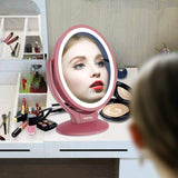 Aesfee LED Lighted Makeup Vanity Mirror Rechargeable,1x/7x Magnification Double Sided 360 Degree Swivel Magnifying Mirror with Dimmable Touch Screen, Portable Tabletop Illuminated Mirrors - Rose Gold