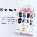 Edary Gothic False Nails Glossy Full Cover Fake Nails Stiletto Acrylic Nails for Women and Girls（24PCS）