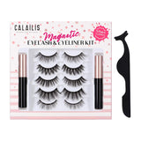 CALAILIS Magnetic Eyeliner and Eyelashes Kit, for Magnetic Lashes Set, Waterproof Liquid Eye Liner, 3D Faux Mink Eye Lashes False Eyelashes Reusable Lashes, Free Applicator，Mix Style 5 pairs CY05