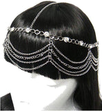 V G S Eternity Fashions Head Jewelry ~ Silvertone Head Chain with Crystals Headband (Ihc1019-sil)