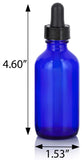 2 oz Cobalt Blue Glass Boston Round Dropper Bottle (10 Pack) + Funnel