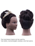 CZFY African American Mannequin Head with 100% Real Hair and Adjustable Stand 16-18” for Braiding Hair Styling Training Hairart Barber Hairdressing Fashion Salon Display (Black1)