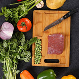 HHXRISE Organic Bamboo Cutting Board For Kitchen, With 2 Built-In Compartments