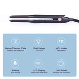 Small Flat Iorn, FrRasun Professional Hair Straightener with 1/3 inch Plate for Short Hair,Beard and Pixie Cut, Instant Heat up,Dual Votage