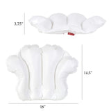 Richards Homewares Luxury Spa Bath Pillow – 100% PVC, Durable Vinyl Material – Inflatable – Non Slip with 4 Suction Cups – Neck & Shoulder Support – Waterproof - White - 18” x 14.5” x 3.8” Inch