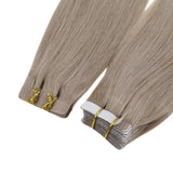 LaaVoo 22” Tape in Human Hair Extensions Blonde Balayage Skin Weft Natural Hair Extensions Tape in Blonde Straight Tape on Blonde Hair Extensions Invisible Ash Blonde Balayage Light Blonde 20pcs/50g