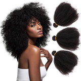 Mongolian Afro Kinkys Curly Human Hair 3 Bundles 4B 4C Afro Kinkys Bulk Human Hair Weave Weft for Black Women Natural Black 8 10 12 Inch