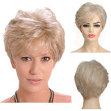 Baruisi Short Blonde Wigs for Women Natural Synthetic Pixie Wig with Bangs Heat Resistant Cosplay Hair Wig with Wig Cap