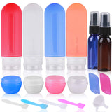 18Pcs Travel Bottles Set, REERON 3Oz Leak Proof Silicone Travel Containers TSA Approved, Refillable Toiletries Travel Tubes Accessorie & Spray Bottles & Cream Jars, For Cosmetic Shampoo Lotion Liquids