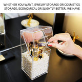 Makeup Brush Holder With Lid Cosmetic Brush Organizer Makeup Brush Display Case Dustproof Cosmetics Brush Storage Container with Free Pearls