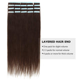 HAIRREAL Tape in Hair Extensions Remy Human Hair Seamless Skin Weft Straight Hair 50g/Pack 18 Inch 20Pcs Hairpiece 4# Medium Brown