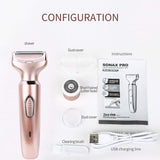 2 in 1 Women's Rechargeable Trimmer Electric Hair Shaver Ladies Cordless Razor Painless Hair Removal Wet & Dry Trimmer for Bikini