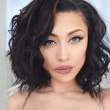 Doren U Part Wig for Black Women 150% Density Human Hair 1x4 U Opening Size Left Part Short Curly Wigs Brazilian Hair Natural Black 8 Inch