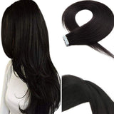 20 Inch Glue in Remy Human Hair Extensions Skin Weft Hair Extensions Invisible Color Natural Black 1B 20pcs/50g Silky Straight Skin Weft Human Hair Extensions Tape in