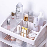 Makeup Organizer with 3 Drawers, Vanity Countertop Storage for Cosmetics, Brushes, Nail Lipstick and Jewelry (White)