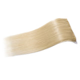 14 Inch Remy Clip in Hair Extensions 100% Human Hair 60g Thin Standard Weft 8 Pcs Clip on Human Hairpieces Medium Length Silky Straight Hair for Women Beauty #613 Bleach Blonde