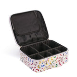 HOYOFO Travel Makeup Train Case with Adjustable Dividers White Marble Makeup Organizer Bag Portable Cosmetic Storage Cases with Brush Holders (Butterfly)