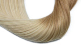 Remy Human Hair Tape in Extensions Ombre Straight Golden Brown Fading to Platinum Blonde Double Sided Hair Extensions Glue in Extensions Seamless Skin Wefts 22 Inch