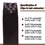 Fuduete Clip in Hair Extensions Human Hair Extensions Straight Double Weft Full Head 18 Inch Clip on Extensions for Women Dark Brown 8PCS/Set 18Clips 100g(18inch,#2)