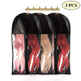 3 PCS Wig Bag, Storage Bag for Extension with Wooden Hanger, Hair Extensions Bag, Wig Storage, Hair Extension Holder and Hanger Storage Bag, Gift for Women,Daugther,Wife
