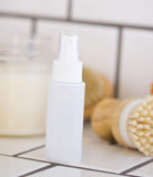 2 oz Clear Natural Refillable Plastic Squeeze Bottle with White Fine Mist Spray - (12 Pack)