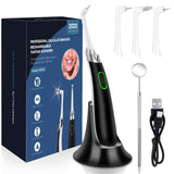 Electric Dental Calculus Remover, TUMPLIK Tooth Polisher Tartar Scraper with 3 Adjustable Modes Professional Teeth Cleaning Kit - 3 Replaceable Clean Heads, Mouth Mirror