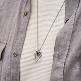 Handmade Long Stainless Steel Necklace For Men Set With Triangle Pendant