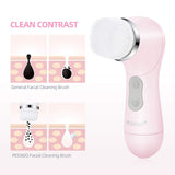 PESSIDO Facial Cleansing Brush, Waterproof Facial Brush Spin Face Scrub Brush Set - 6 Heads with 2 Speed Settings, Face Scrubber for Gentle Exfoliating, Deep Cleansing, Massaging (Pink)