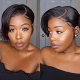 BLISSHAIR Short Bob Pixie Cut Wig Lace Front Curly Human Hair Wigs for Black Women 100% Brazilian Hair Side Part Wigs with Baby Hair