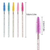 ATOMUS 300 Pack Mascara Wands Disposable Eyelash Mascara Eyebrow Brushes Applicator 6 Colors Makeup Cosmetic Brush with Crystal Handle for Eyelash Extensions Mascara Use (300pcs Mixed Colors)