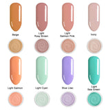 Lavender Violets Fast-Dry-Dip-Powder-Nail Kit of 8 Colors Quick Dry Nude Pink Blue Acrylic-Dipping Powder System with Essential Manicure Nail Tool J789
